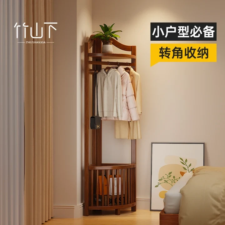 衣帽架立式转角置物架家用落地挂衣架衣柜出租房专用多功能收纳架