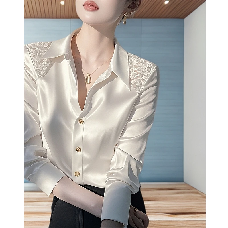白色衬衫今年流行爆款高级感轻奢减龄洋气气质打底内搭上衣2025秋