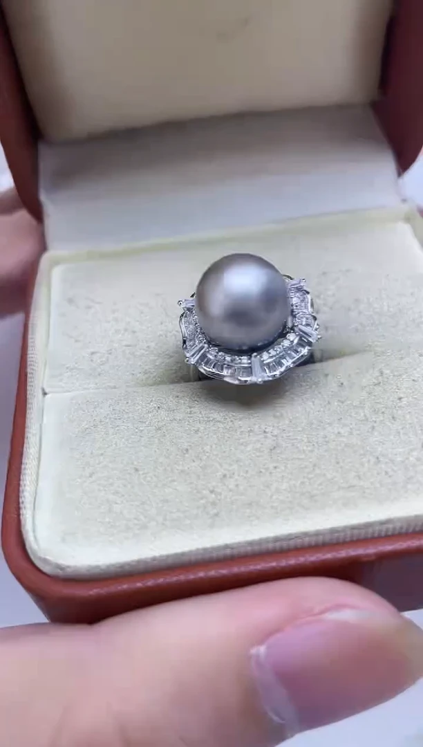 银S925镶嵌戒指海水珍珠