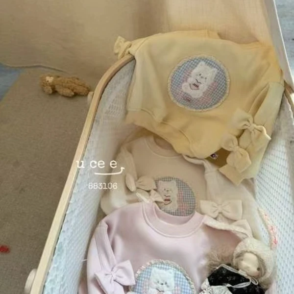 UX883106小猫贴布绣花卫衣秋冬加绒加厚女童女童宝宝上衣