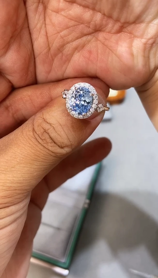 海蓝宝石戒圈银S925镶嵌......