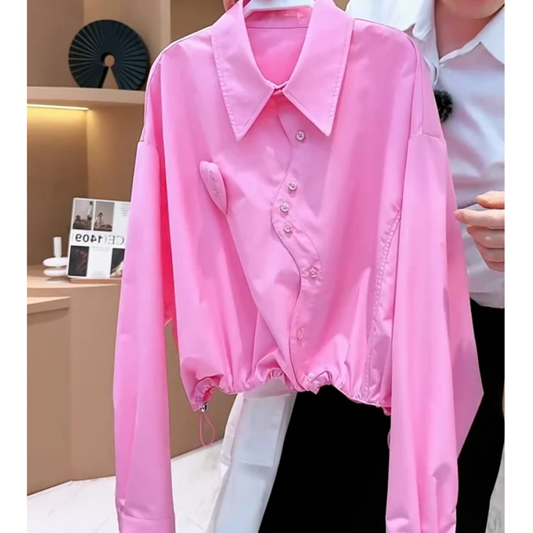 2025春欧货轻奢高级感超好看上衣时尚洋气高端别致粉色打底衬衫女