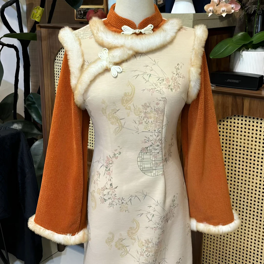 SJ 冬款气质时尚百搭显瘦旗袍