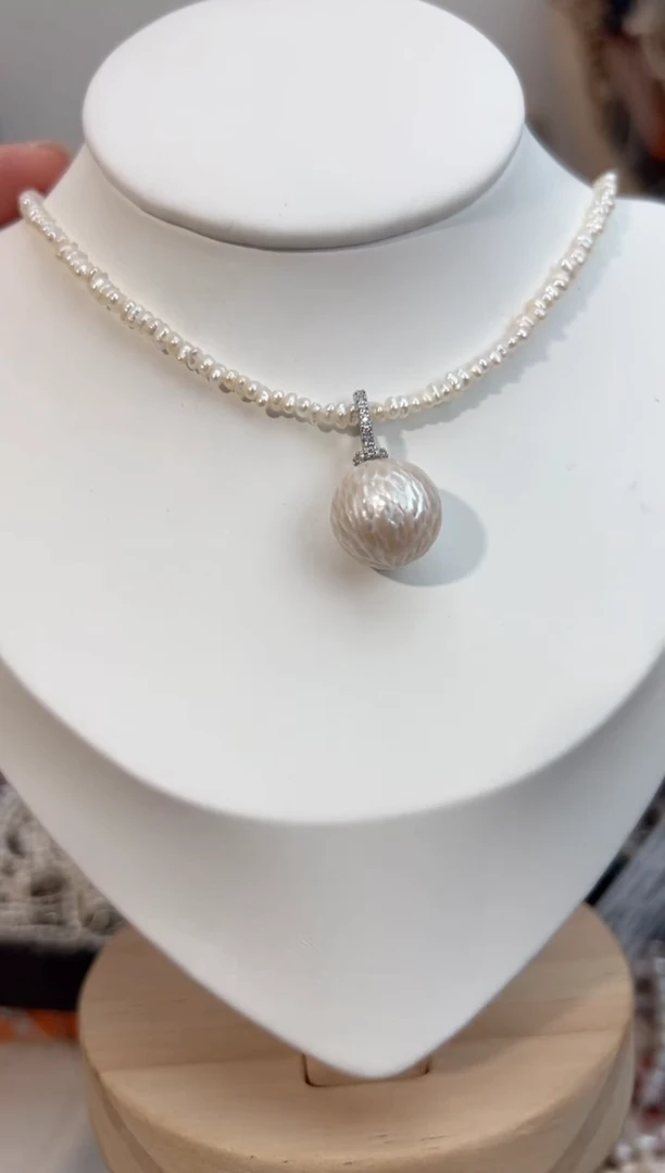 未镶嵌福利淡水珍珠切割面*龙鳞珠12mm左右（不包含项链）