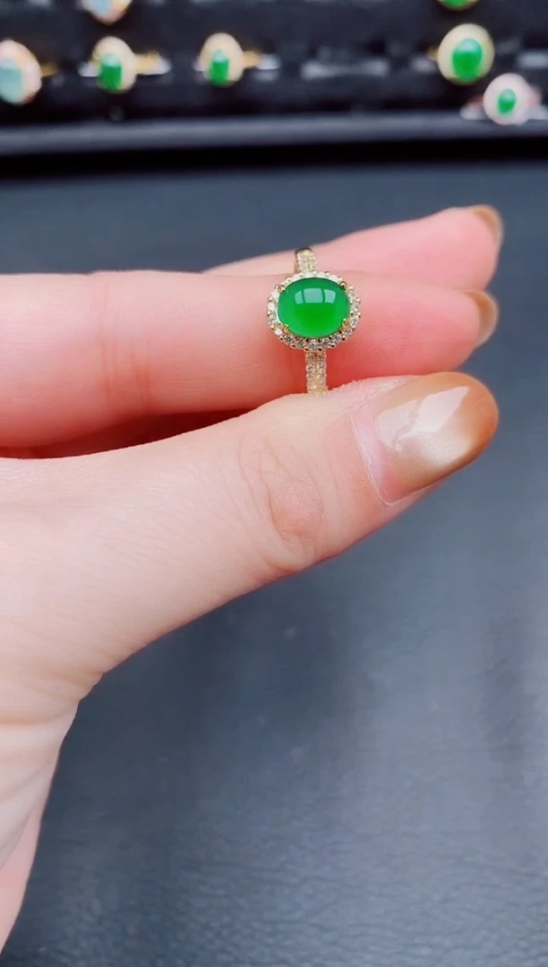 【闪购商品】翡翠戒指银S925镶嵌天然a货翡翠166