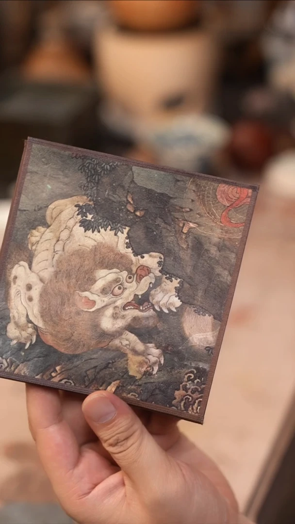 茶具宣丝杯垫 12x12 金毛犼