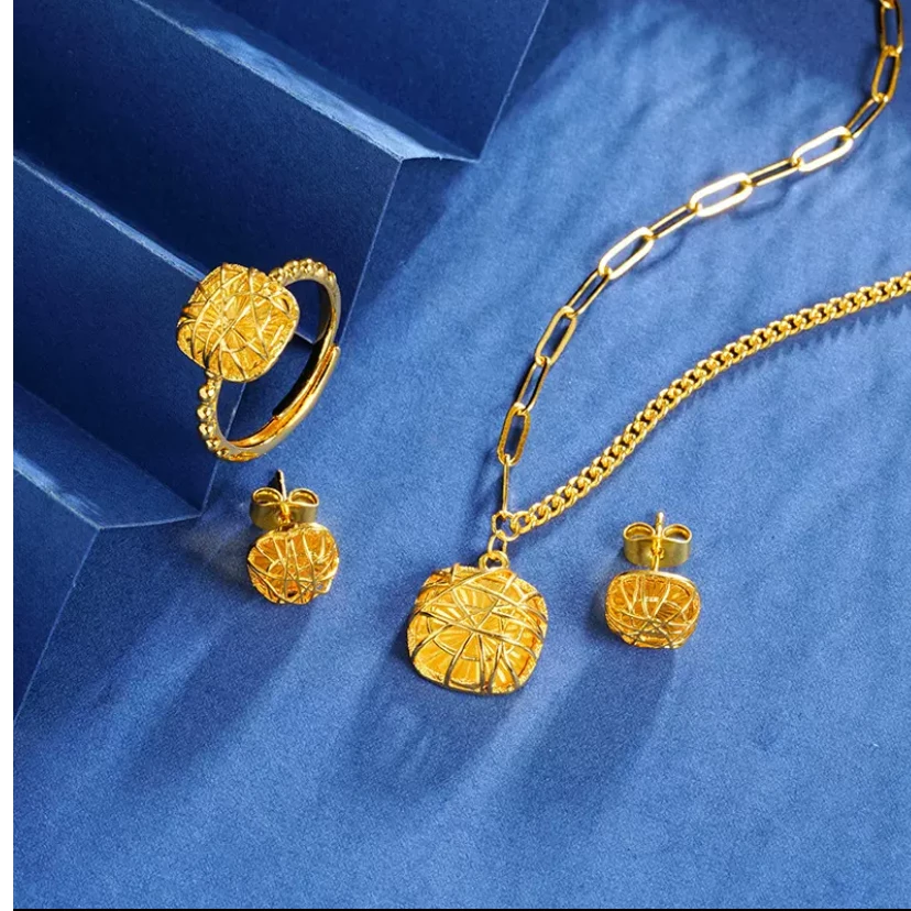 铜合金项链 镂空方糖三件套 #T001 新疆包邮