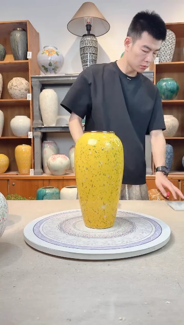 瓶孤品 瑕疵陶瓷花瓶  油菜花 大号