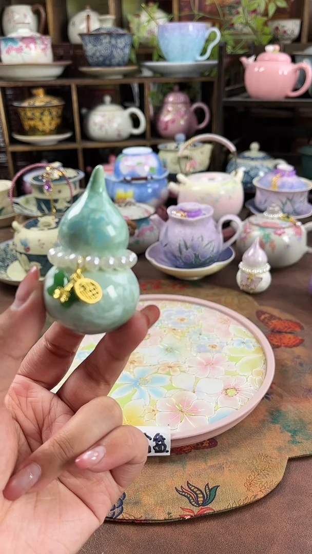 结晶釉葫芦摆件带提溜-