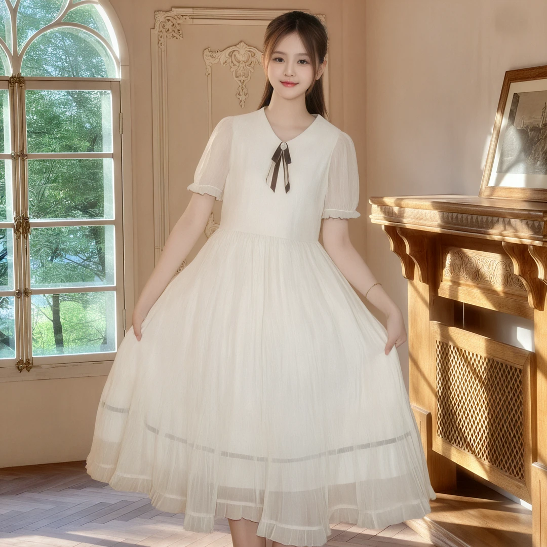 夏季新款中学生气质仙女裙女童甜美连衣裙法式显瘦zb5881田范KIDS