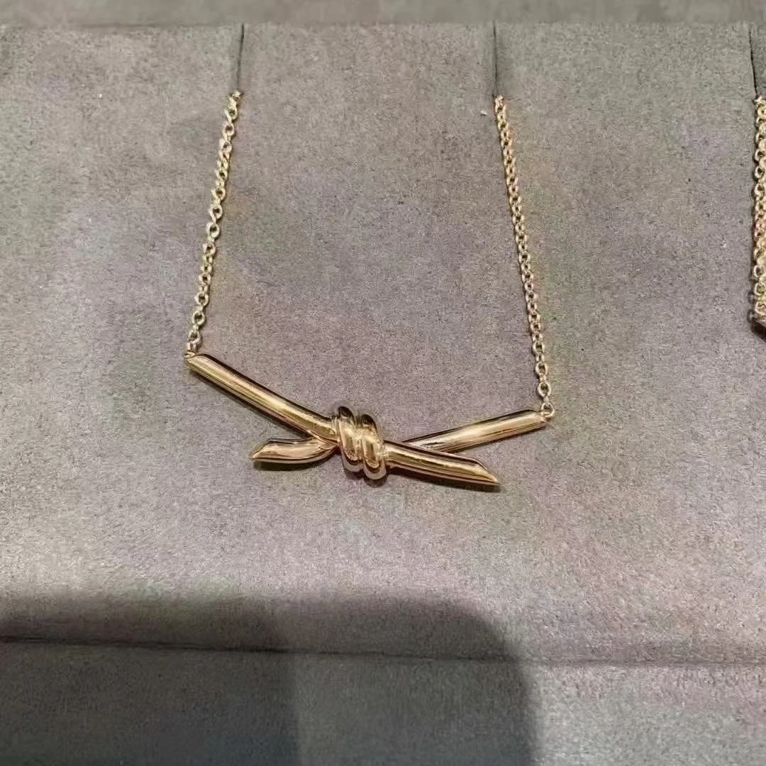 95新 Tiffany & Co./蒂芙尼 坤球奢选 蒂芙尼绳结项链