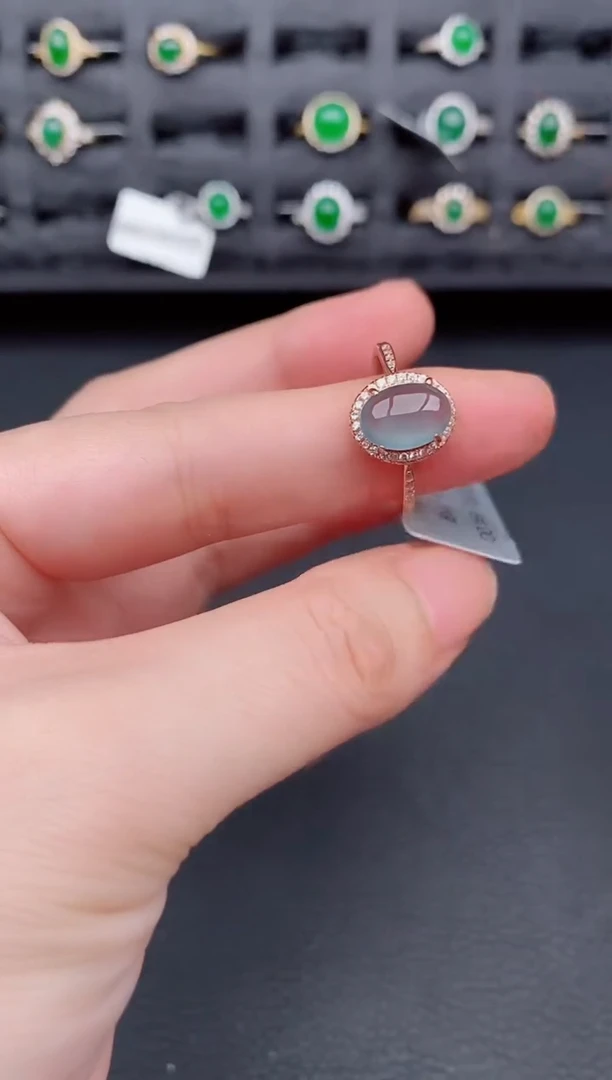 银S925镶嵌戒指翡翠天然a货翡翠137