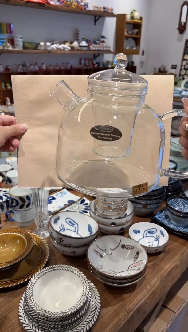 瓷片jena玻璃煮茶壶玻璃盖盖1.75L+玻璃茶滤