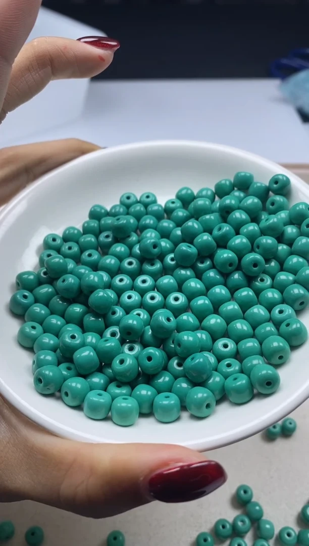 【闪购商品】玛瑙/玉髓颈饰未镶嵌w777绿松老型6*5mm*30颗