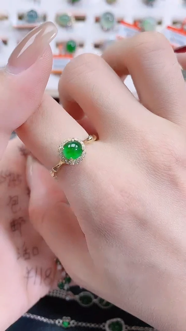 银S925镶嵌戒指翡翠天然翡翠