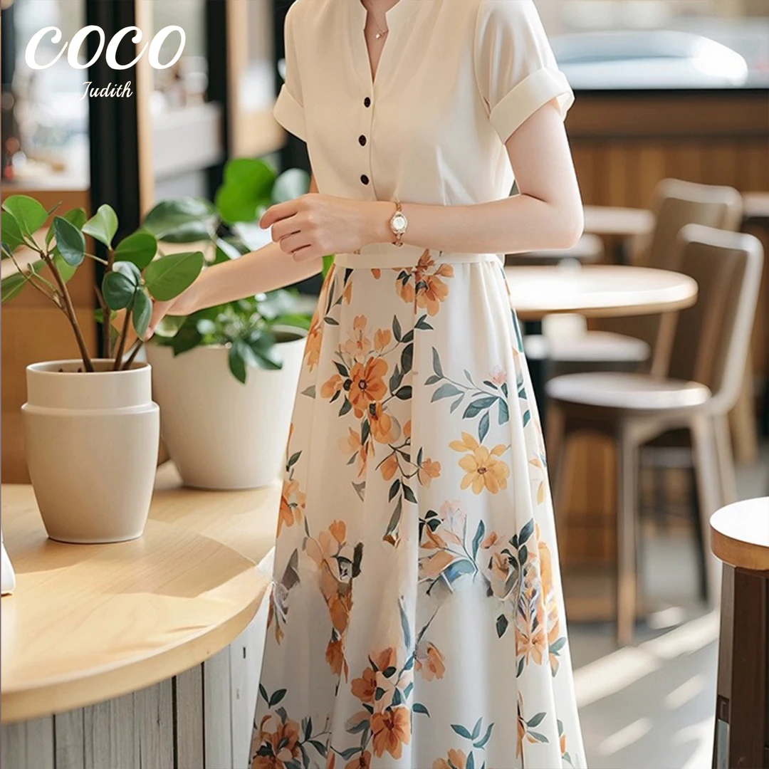 【RG6120】2025年新款百搭休闲时尚小清新高级设计感显瘦小众连衣裙