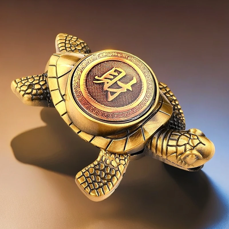 【青铜财】转盘款解压把玩可爱小乌龟摆件充气明火打火机