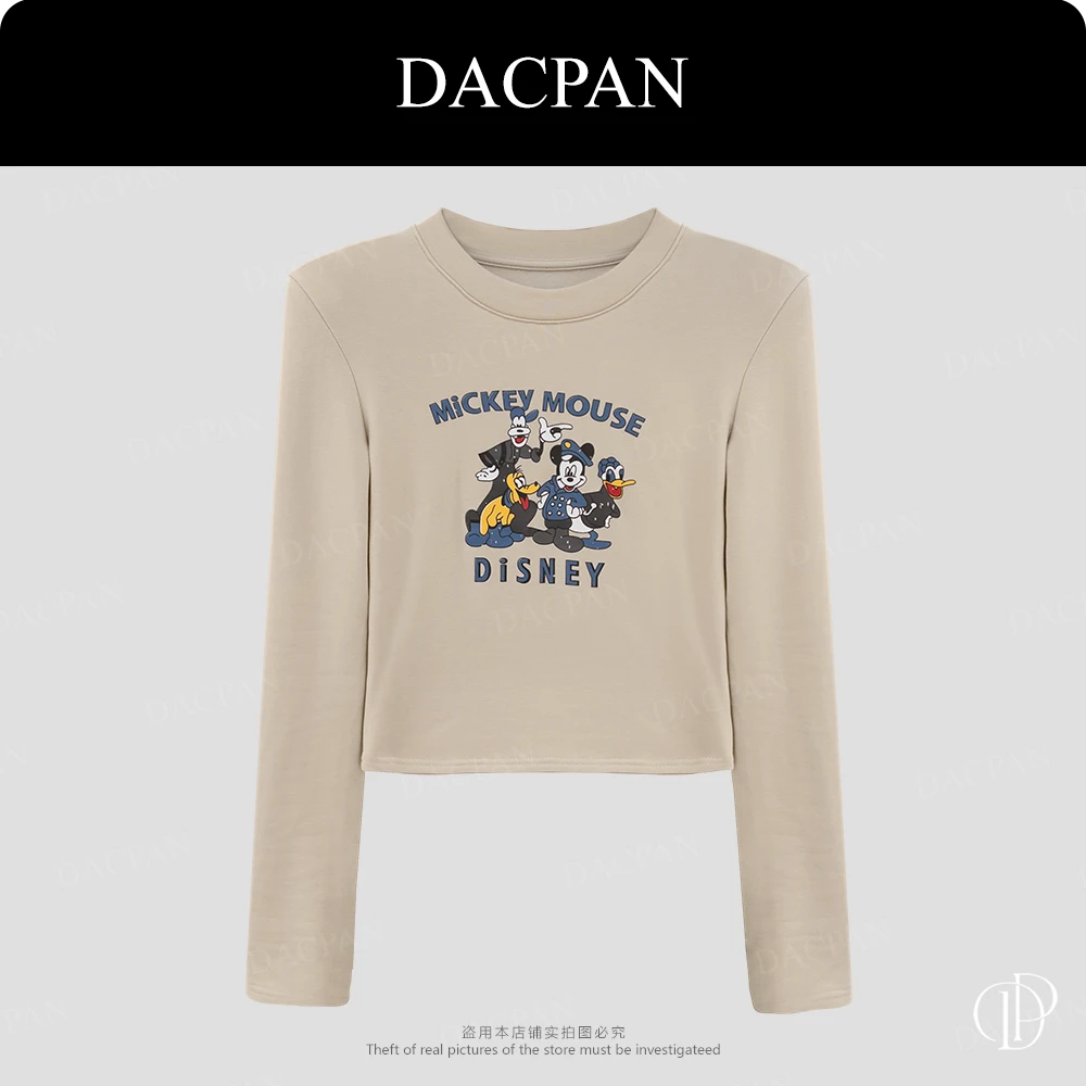 DACPAN-“米奇乐园”卡通印花字母加绒上衣垫肩可拆2025/盼·PP 6838