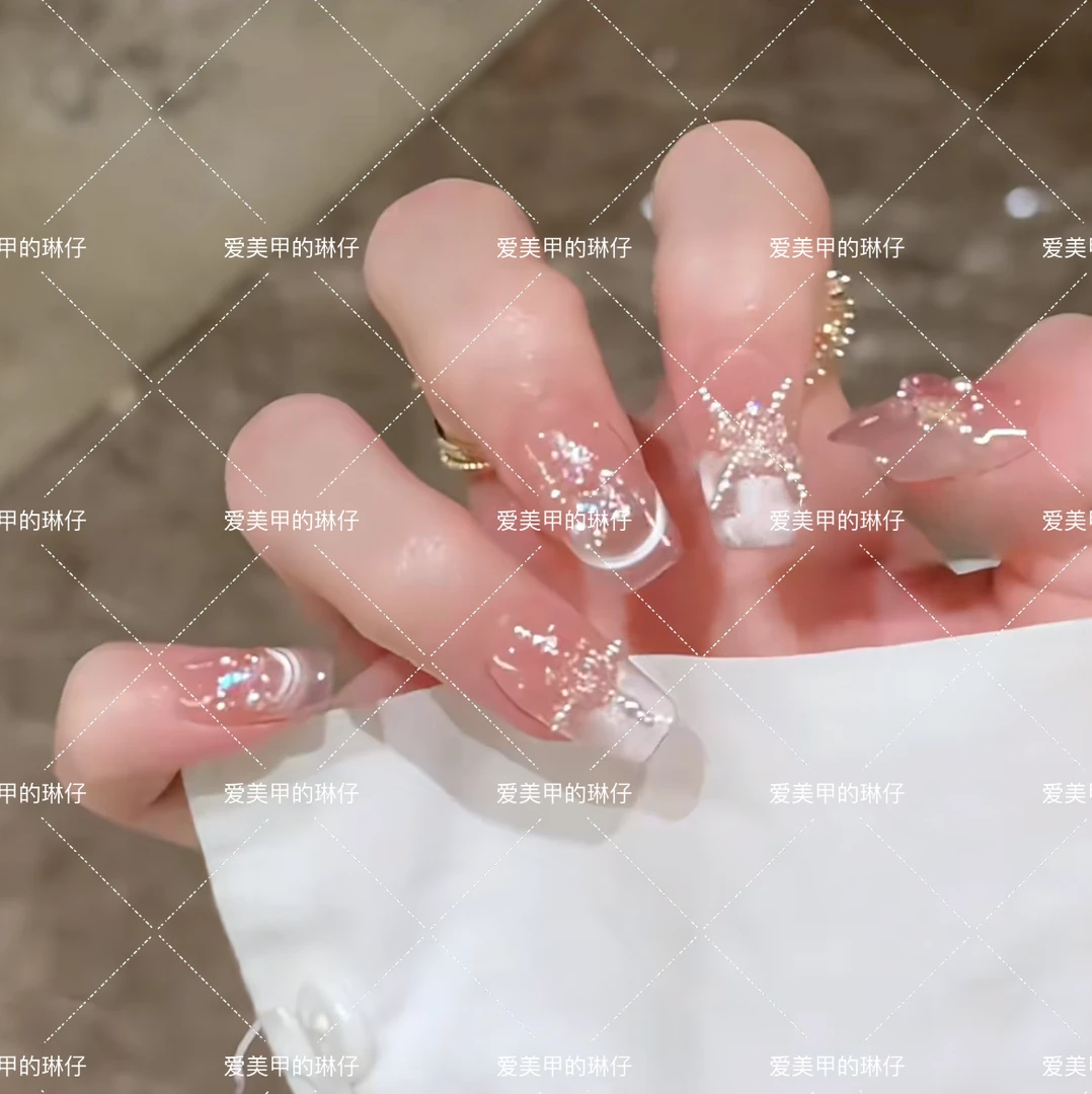 【山茶物语】纯手工穿戴甲穿戴光疗甲冰透渐变纯欲四季流行10片装