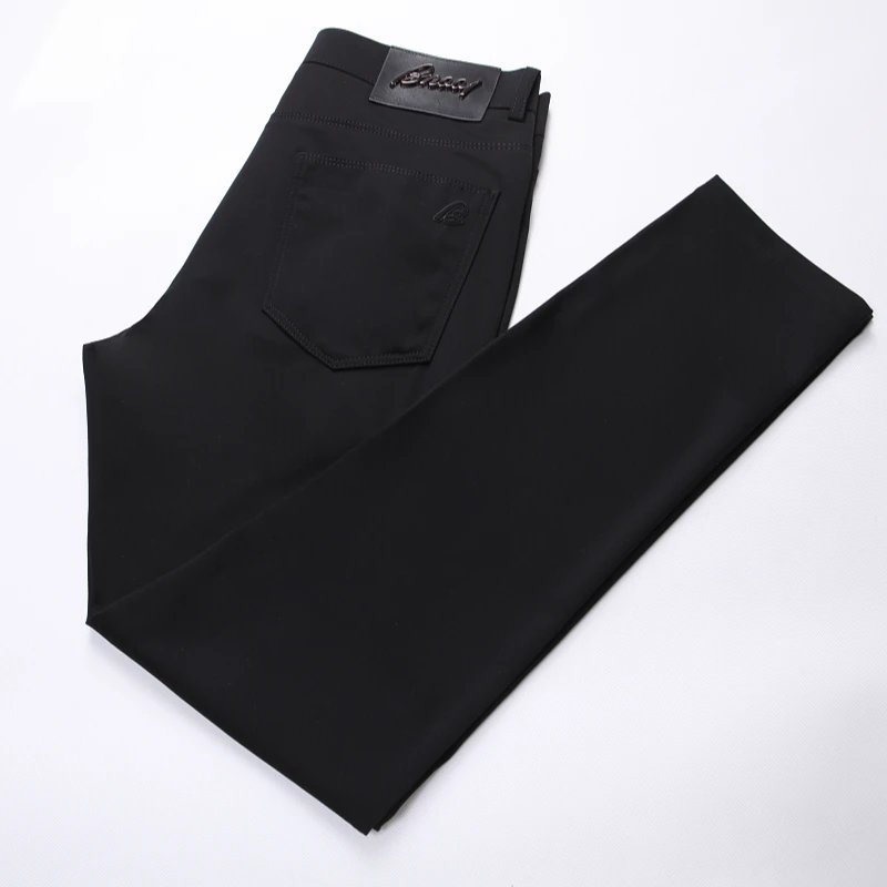 2025新款春夏季薄款黑色休闲裤男修身小脚弹力韩版潮流五袋款裤子
