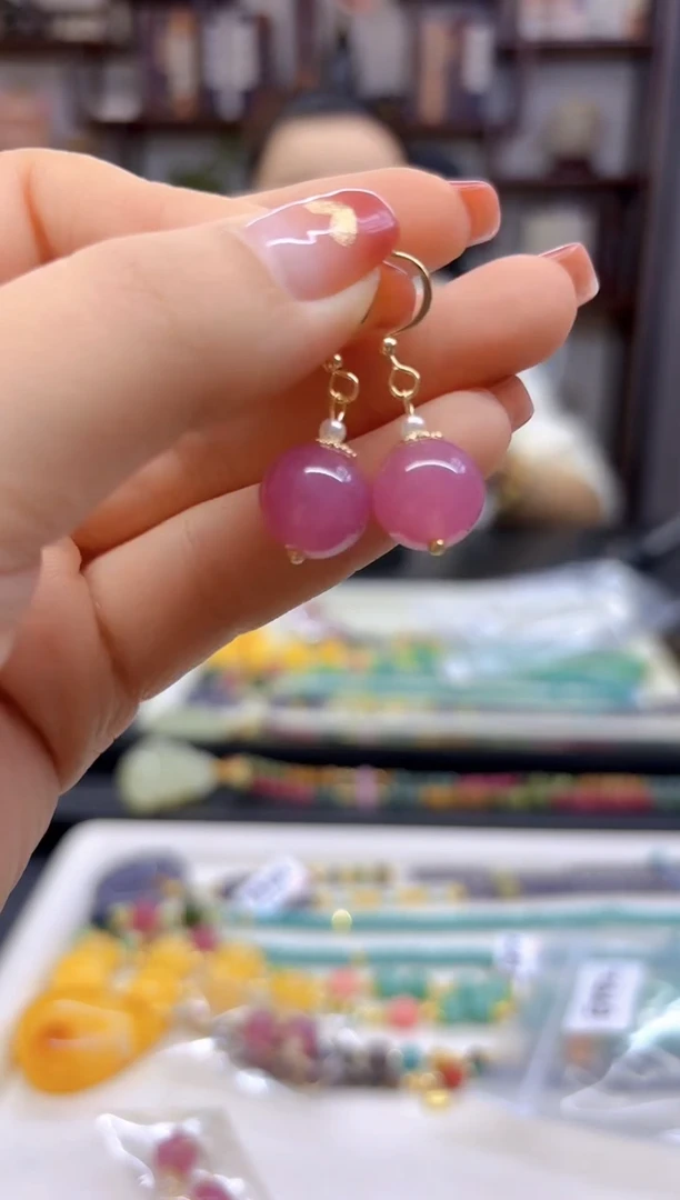 【闪购商品】红色碧玺耳饰14K金镶嵌E742