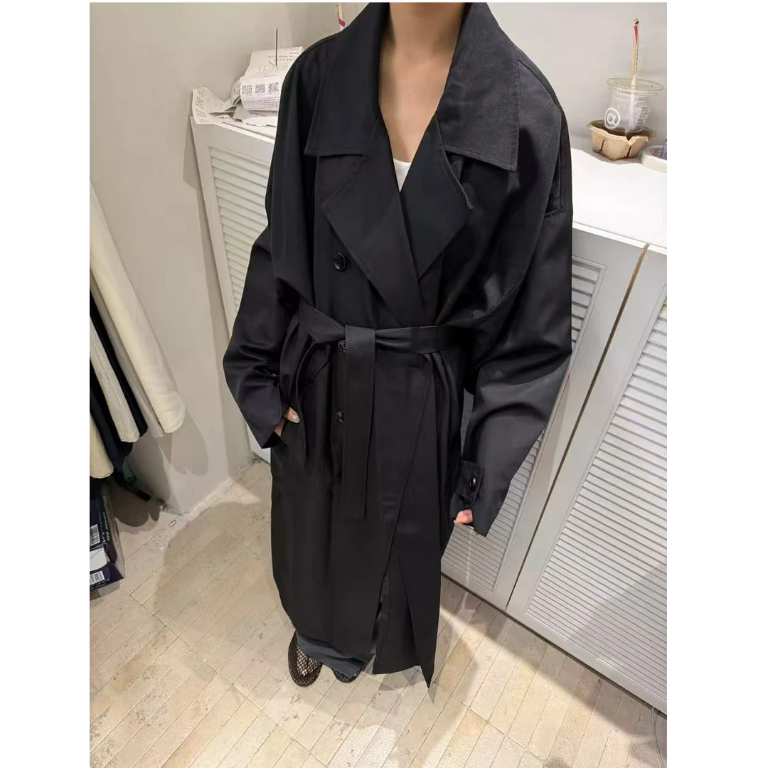 R-春夏福秒长款绑带风衣外套#2051