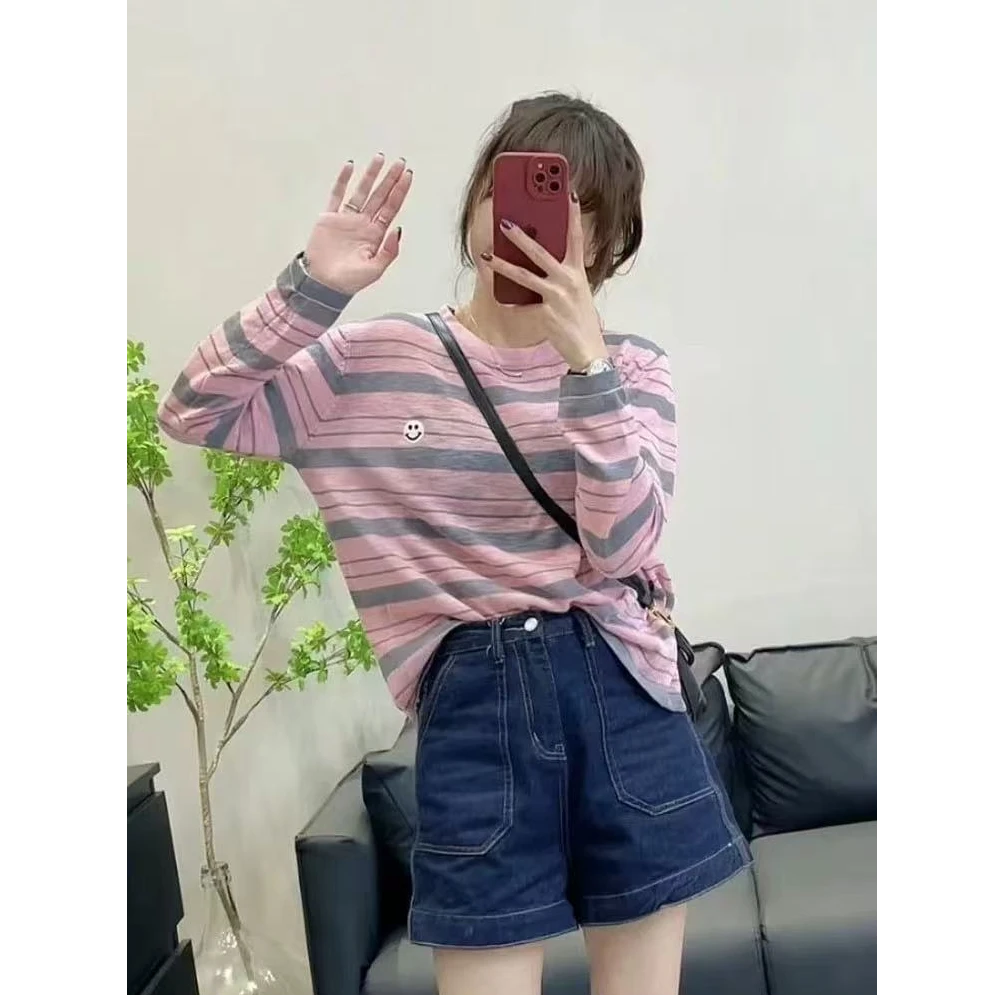 薄款冰丝条纹针织衫女设计感小众2025夏季新款早春chic上衣防晒衫