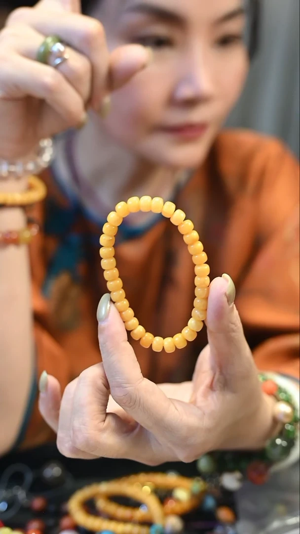 珐琅非金属黄色素圈老型手串