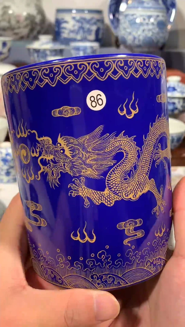 【闪购商品】杯子86描金龙纹笔筒一个呀