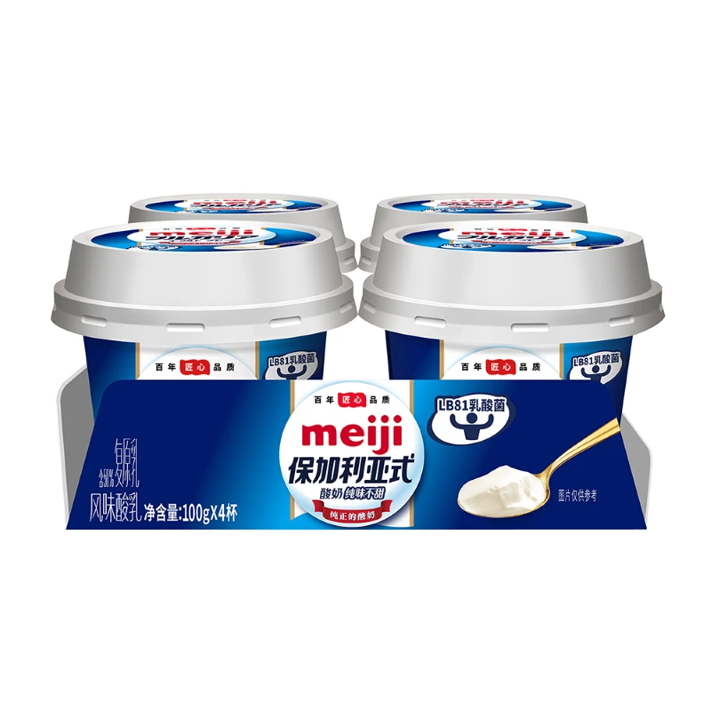 【0蔗糖 清爽原味】明治风味酸乳(纯味不甜)100g*4杯/组