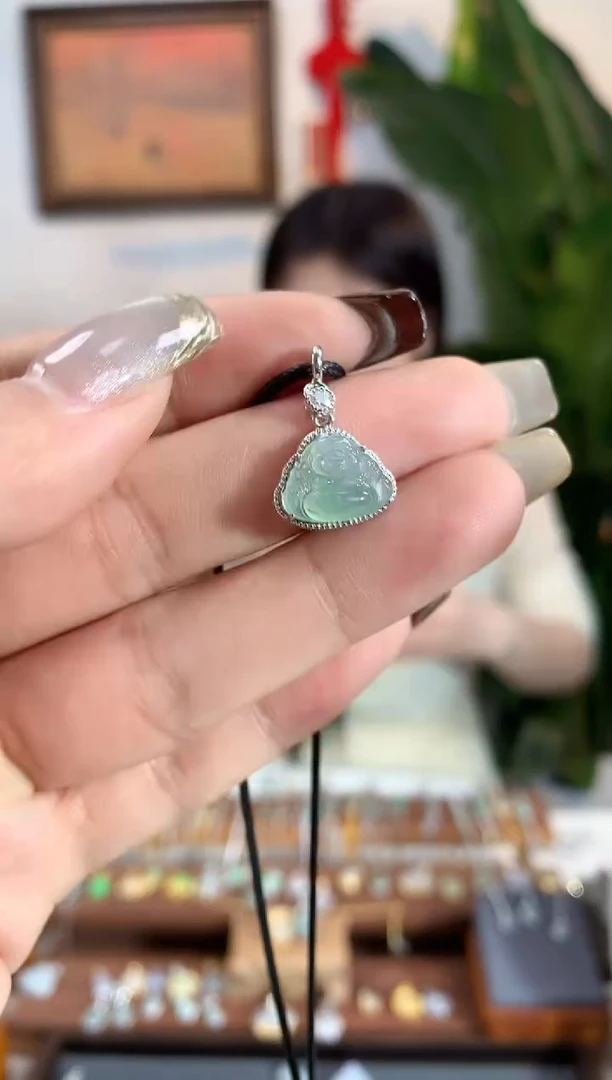 翡翠银S925镶嵌吊坠(不含链)佛公