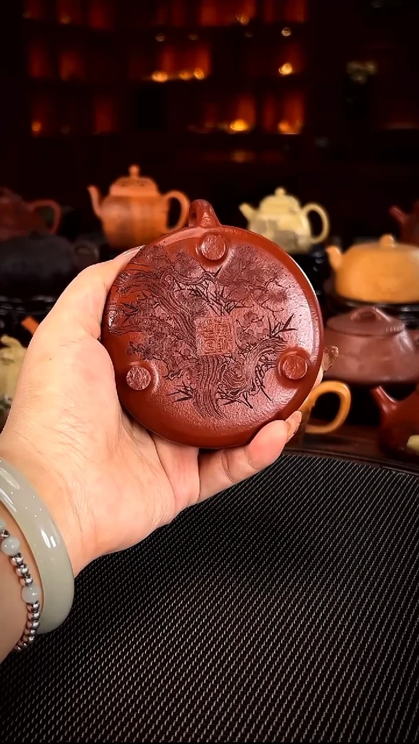 茶壶紫砂岁寒三友