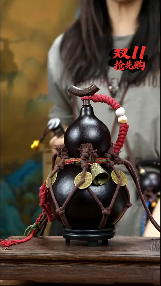 YN032复古网兜款天然酒葫芦