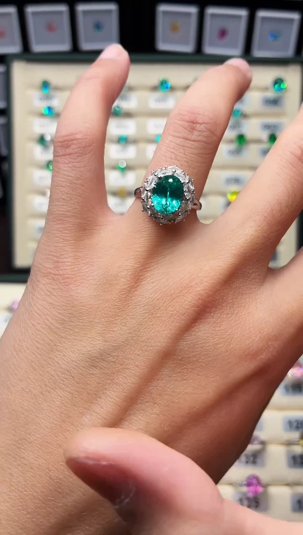 无925银轻奢帕拉伊巴色女神戒