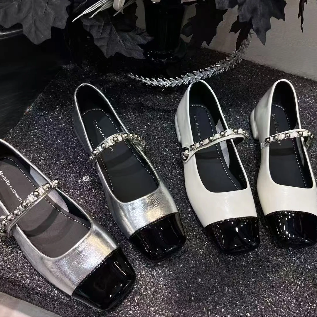 复古玛丽珍韩版皮鞋一字式扣带女鞋百搭单鞋