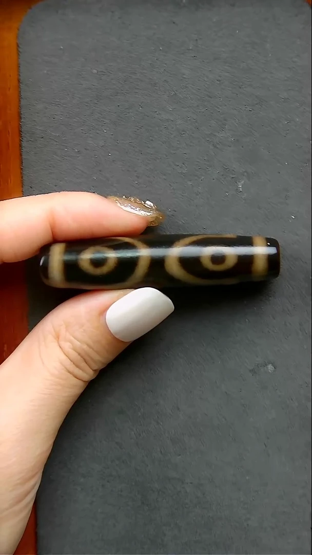 【闪购商品】玛瑙/玉髓珠宝半成品未镶嵌天缘黑金三眼13*57