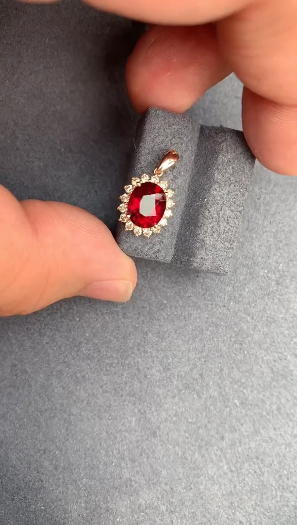 【闪购商品】碧玺吊坠(不含链)18K金镶嵌2ct卢比莱吊坠