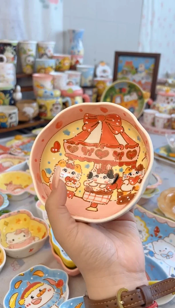 摆件陶?****7景德镇陶瓷手绘微瑕