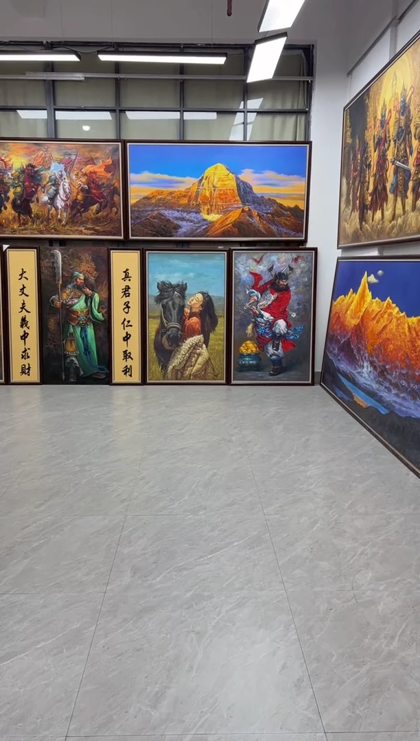 油画廊****司办公室客厅茶室玄关走廊家居版画挂画带框110*210