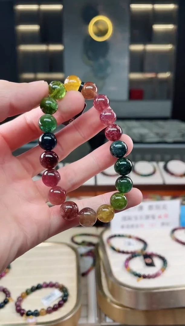未镶嵌冰透体老矿碧玺彩虹单圈手串10mm+碧玺多样性发一条xion