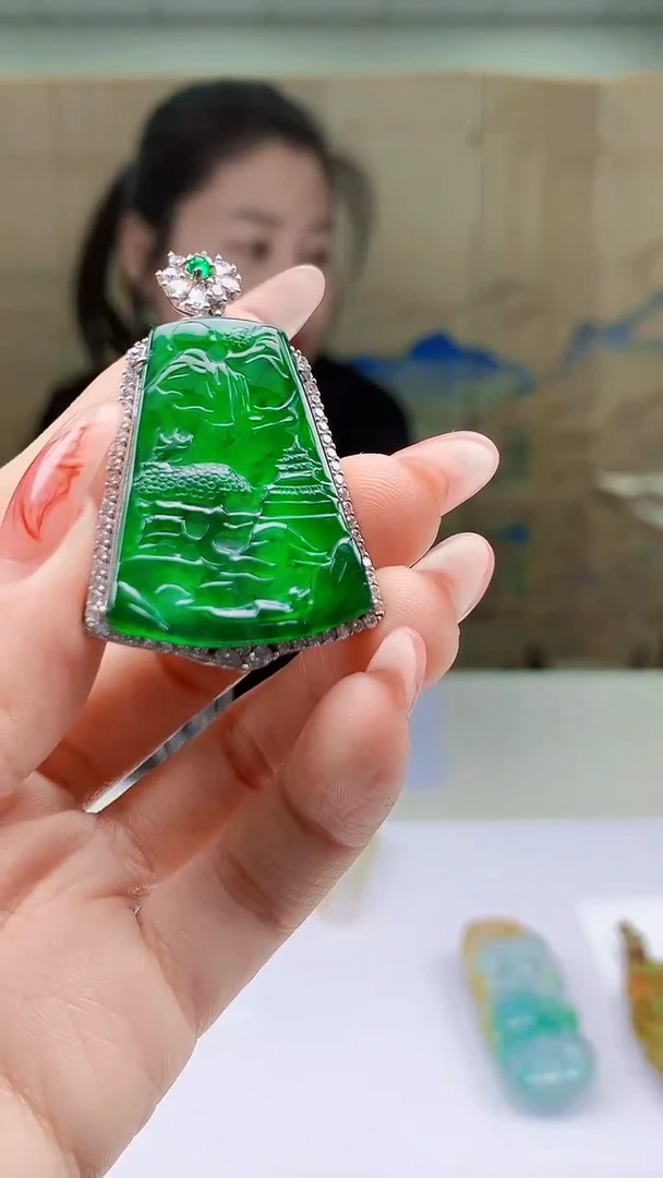 【闪购商品】定制翡翠未镶嵌4902ty-毛货挂件97