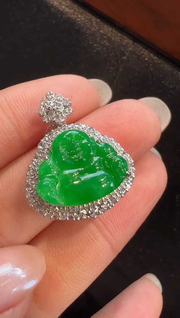 吊坠(不含链)18K金镶嵌翡翠AL6吊坠