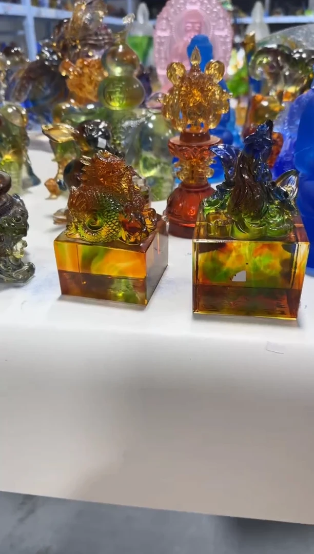 琉璃152 153 一对两只微瑕古法琉璃假一罚十