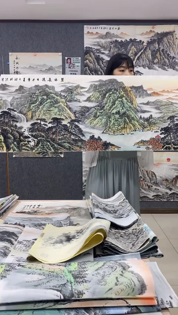 国画沈常滨 省美协 六尺对开180*49cm