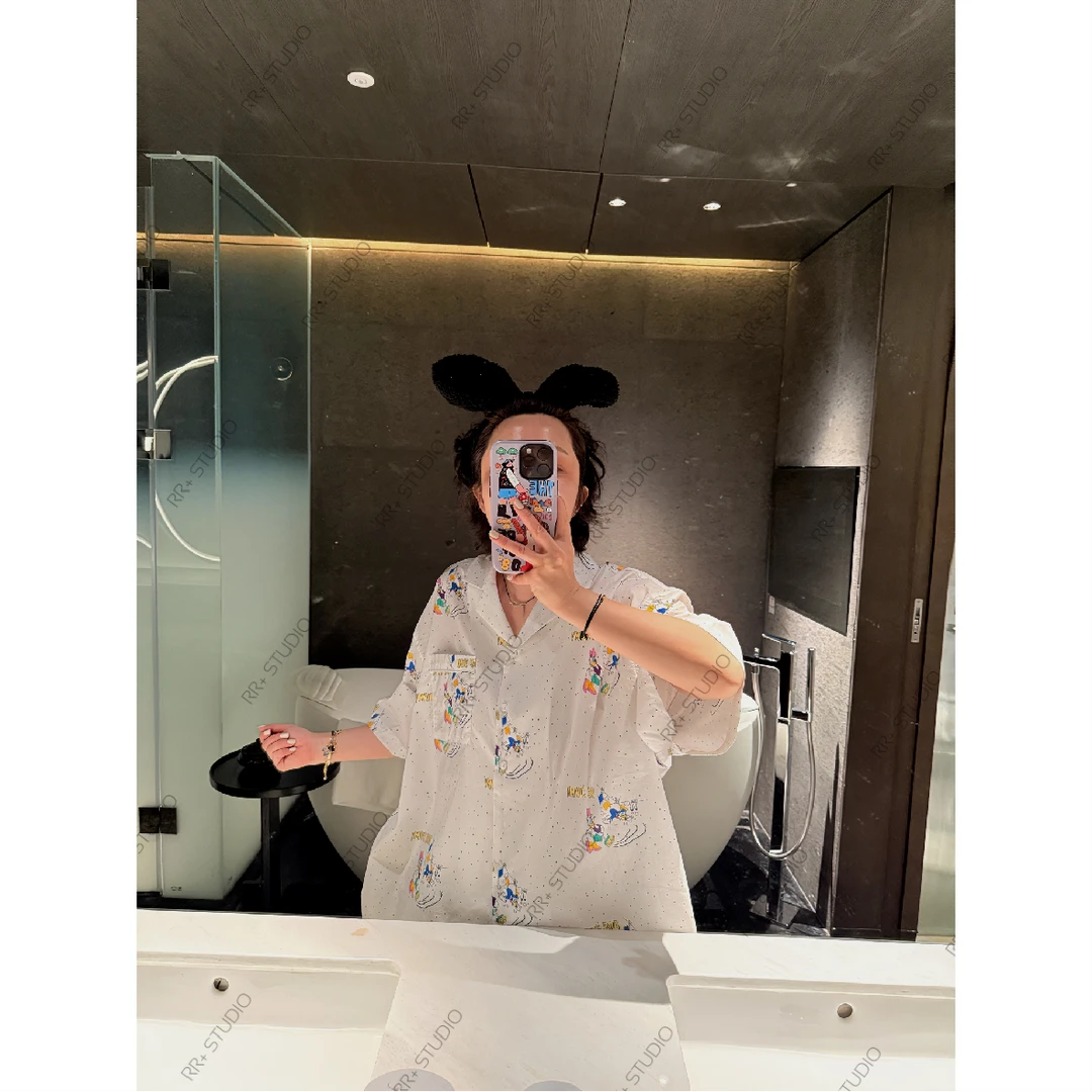 『豆公子』23315韩版ins可爱卡通唐老鸭家居服女慵懒宽松舒适套装