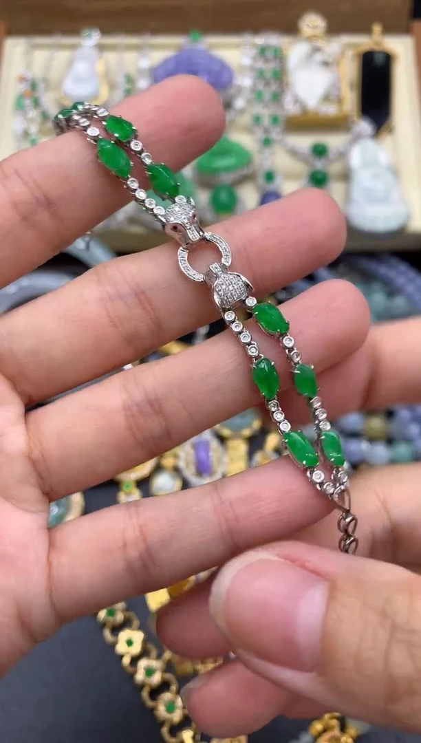 18K金镶嵌手链翡翠612-中国好珍宝