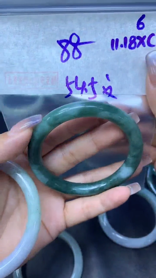 未镶嵌定制翡翠6圆条54.5纹+88元+拍一发一