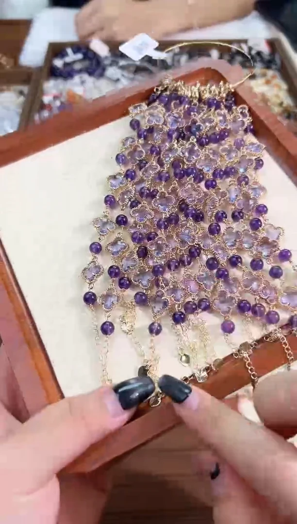 【闪购商品】水晶手链未镶嵌紫水晶四叶草L039