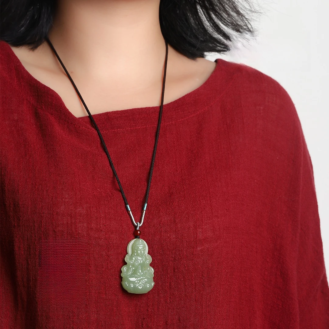新款和田玉观音玉坠青海料玉观音挂件男女玉佩玉石玉吊坠真品玉器