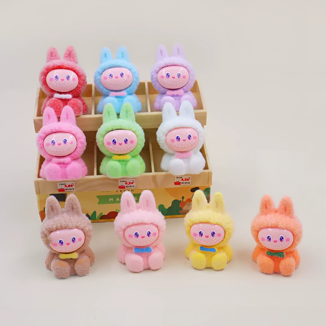 【许愿+对对碰】新款实色植绒拉布布树脂潮玩DIY创意摆件